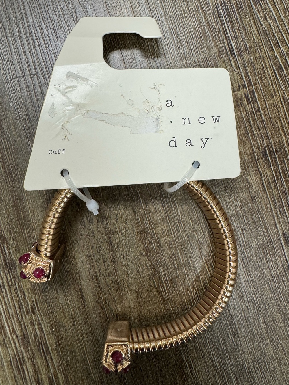 a new day Rose Gold Snake-Style Cuff with Pink Stone Accents